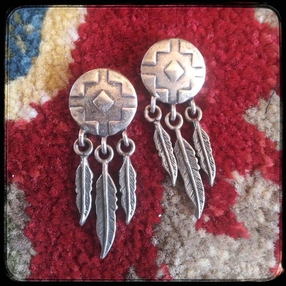 Boho ethnic Native American symbol earrings